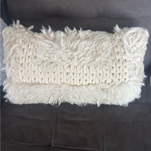 Anthropologie Cream Textured Throw Pillow